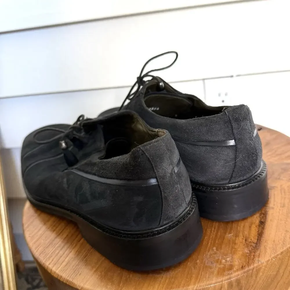 Mezlan Suede Oxford Derby Shoes Navy Blue Tassel Lace Square Toe Size 13 M
